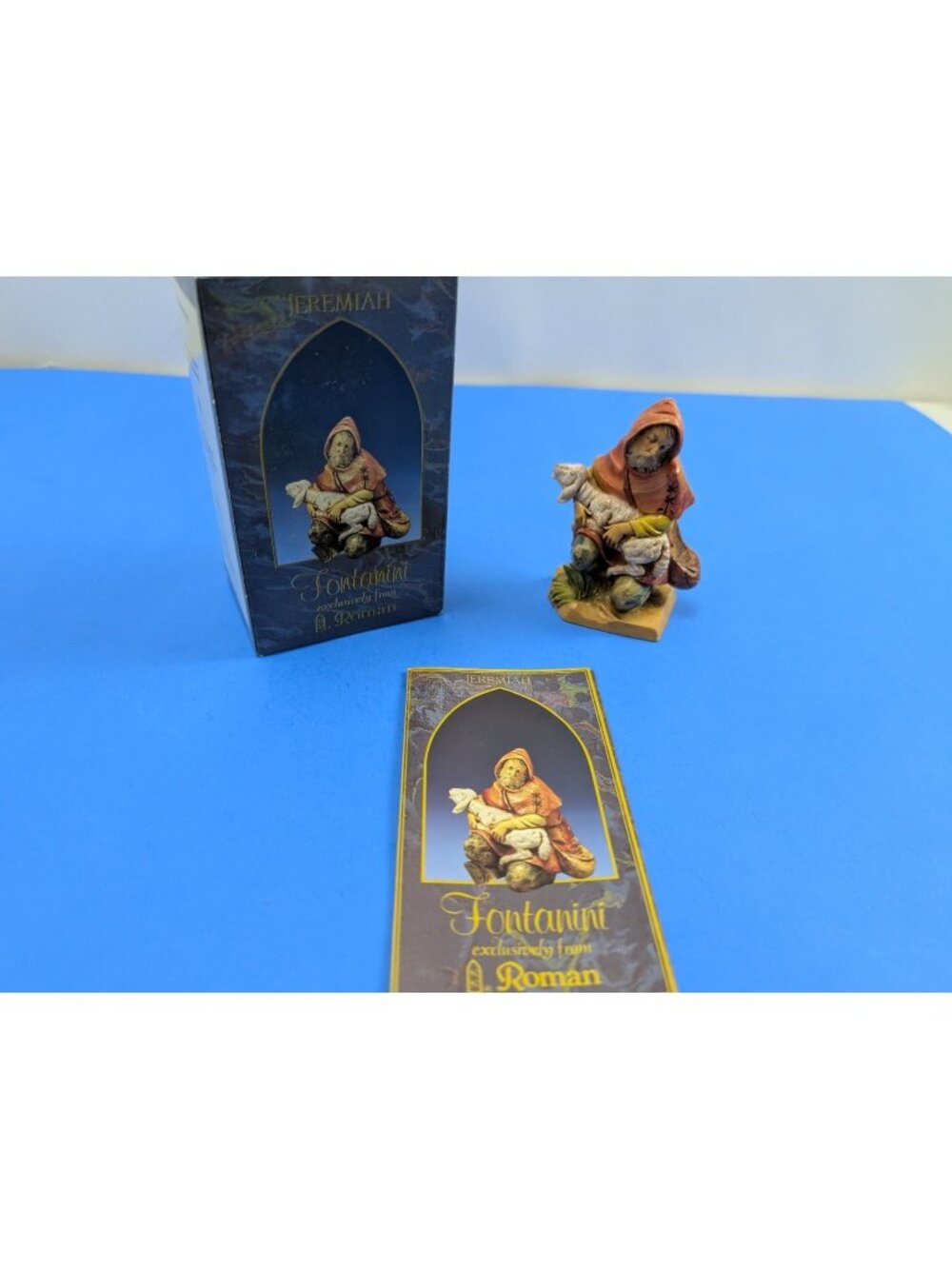 Fontanini Jeremiah Nativity Figure Christmas Shepherd Kneeling Lamb Polymer